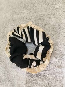 Striped &amp; Lace Scrunchie