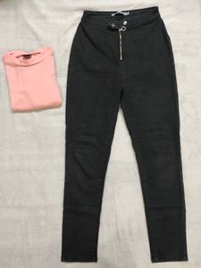 Crop Top With High-waist Jeans