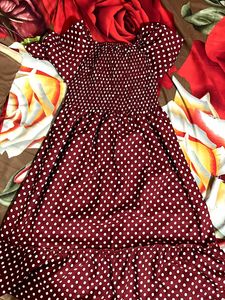 Maroon Polka Dot Dress