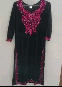Embroidered Black Kurta