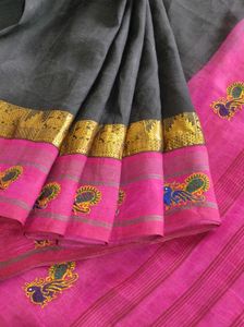 Elegant Pink &amp; Black Saree