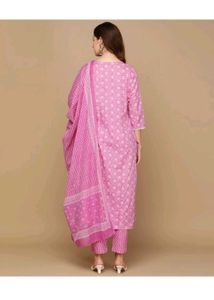Pink Printed Kurta Set with Dupatta