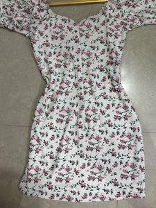 Korean Floral Print Mini Dress