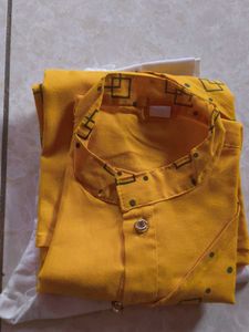 Yellow Geometric Print Kurta Set