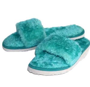 Any One Fuzzy Blue Slippers