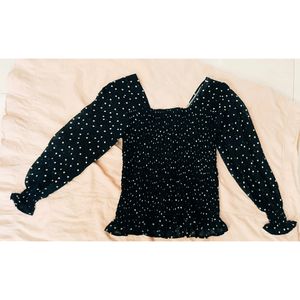 Polka Dot Smocked Top
