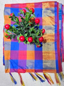 Multicolour Checked Soft Silk