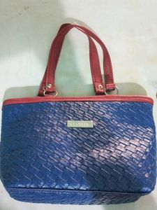 Woven Style Blue & Red Medium Shoulder Handbag.