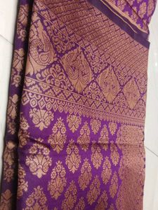 Purple &amp; Gold Brocade Fabric