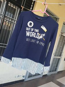 Navy Graphic Print Top