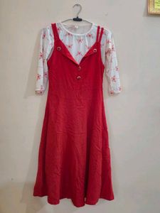 Red Pinafore Dress