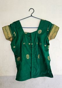 Ethnic Skirt &amp; Blouse Green | Pattupavada