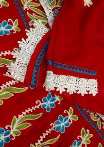 Red Embroidered Kurta