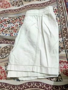 Aline Denim Cream Color Shorts