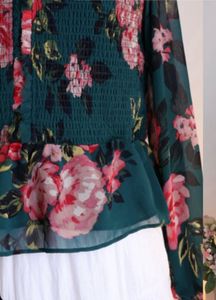 Smocked Floral Peplum Top