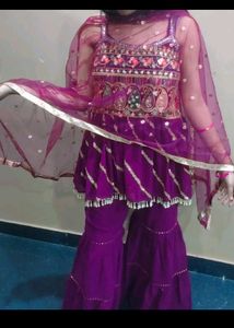 Beautiful Purple Embroidered Sharara