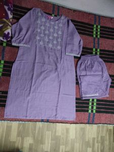 Purple Embroidered Kurta Set