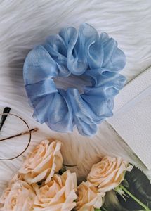 Light Blue Organza Scrunchie