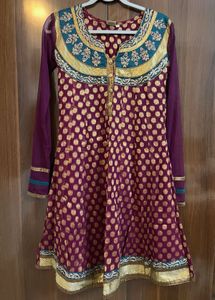 Elegant Purplish Magenta Zari Salwar Suit Set