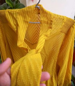 M&amp;S Yellow A- Line Top