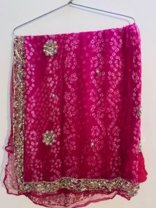 Bandhej  Rose Pink Wedding Wear Saree