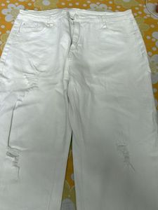 Distressed White Leg Jeans