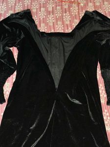 Black Velvet Button-Down Bodycon Dress