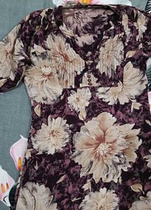 Black Jeans With Floral Print Short Kurti