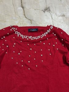 Red Beaded Sweater