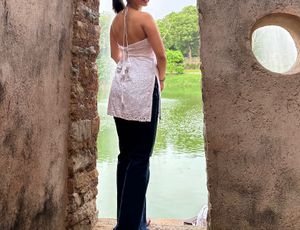 white backless kurti
