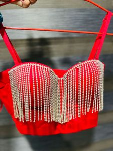 Red Embellished Blouse