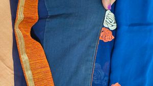Elegant Navy Blue Floral Saree