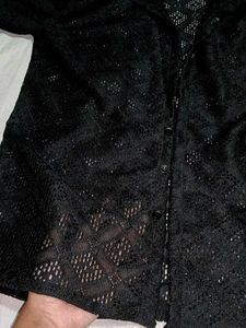 Black Lace Short Sleeve Top