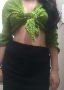 Green Knitted Tie Top
