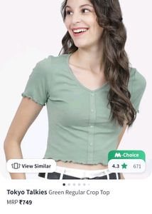 Green Regular Crop Top