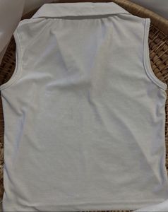 White Sleeveless Polo Top