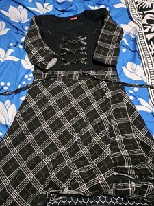 Black Check Knee Length Dress