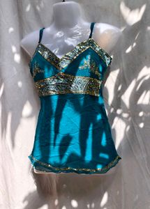 I. Teal Embellished Top