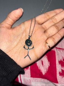 Funny Stick Figure Flipping Off Necklace