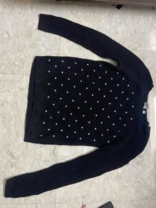 Black Sweater with White Polka Dots
