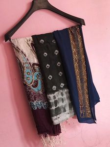 3 Cotton Dupattas.