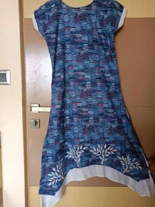 Blue &amp; White Applique Work Dress