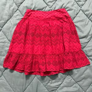 Red Boho Ruffle Skirt