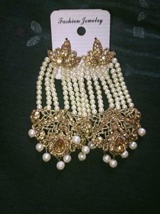 Gold &amp; Pearl Statement Earrings