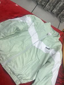 Puma Mint Green & White Zip-Up Jacket for Woman