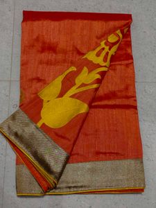 Elegant Orange Silk Saree