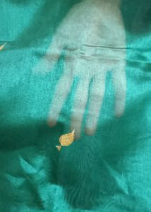 Teal Saree with Gold Floral Accents