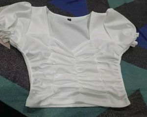 White Ruched Crop Top🤍