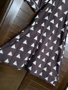 Women Brown Printed Cotton Kurta