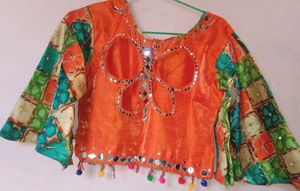Butterfly Back Crop Top With Ethnnic Skir